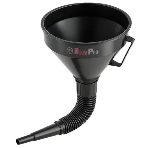Mass Pro Flexible Funnel with Wide Mouth & Handle – Oil, Fuel, Petrol, Diesel, Water Pouring Funnel for Cars, Bikes, Trucks & More – Durable Plastic with Bendable Spout (1Pc) - Image 1