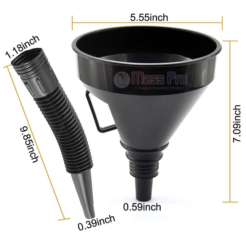Mass Pro Flexible Funnel with Wide Mouth & Handle – Oil, Fuel, Petrol, Diesel, Water Pouring Funnel for Cars, Bikes, Trucks & More – Durable Plastic with Bendable Spout (1Pc) - Image 2