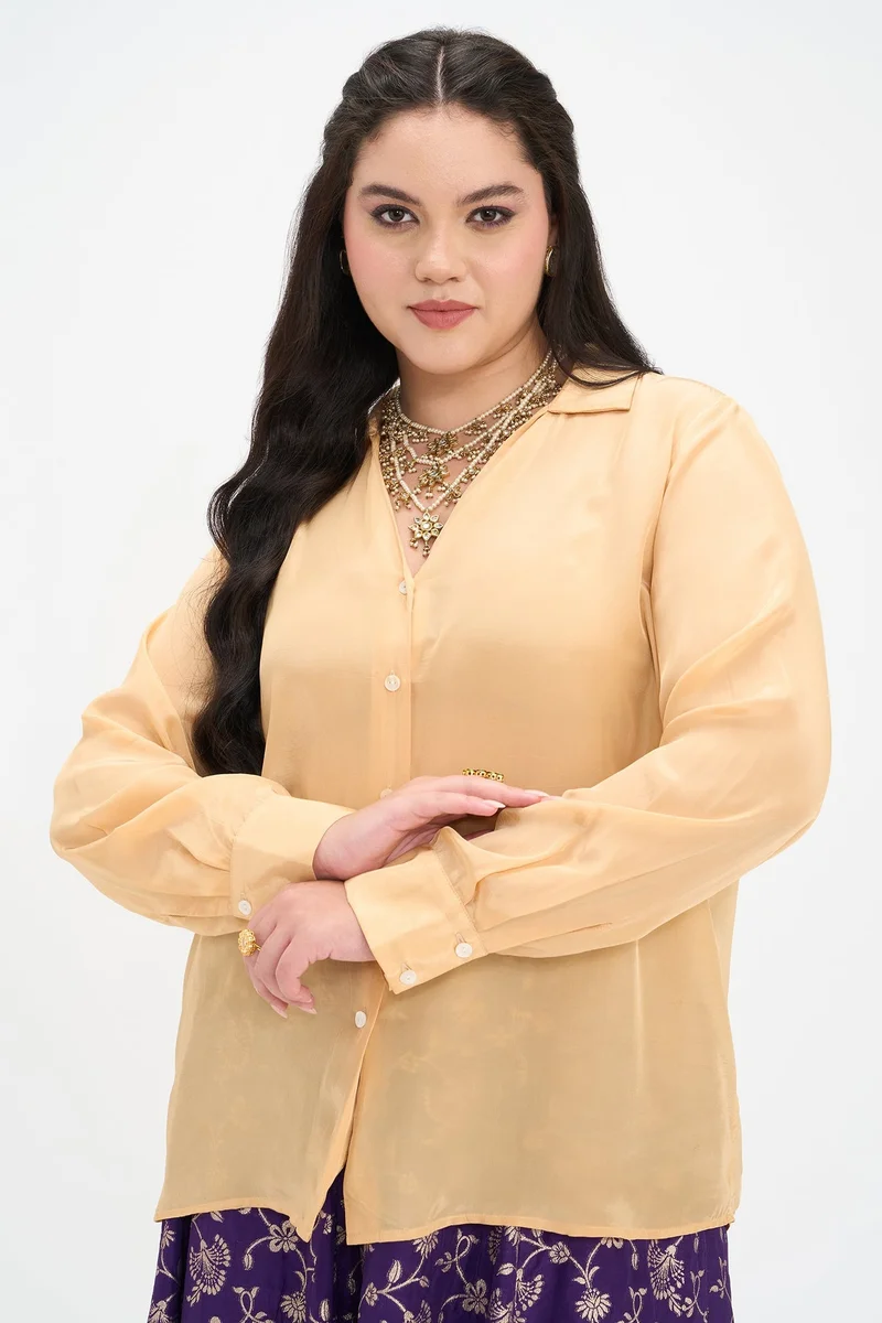 Virgio  Solid Viscose Plus Size Shirt With V-Placket for Women for Women | Best Price UAE