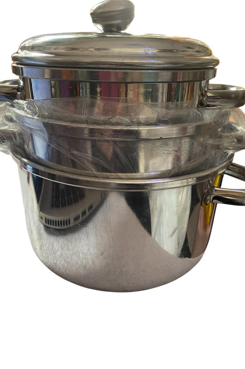 Aluminum cooking pot with two handles - Components - 3 pots of different sizes - For cooking rice, vegetables, eggs, and many other uses - Image 2