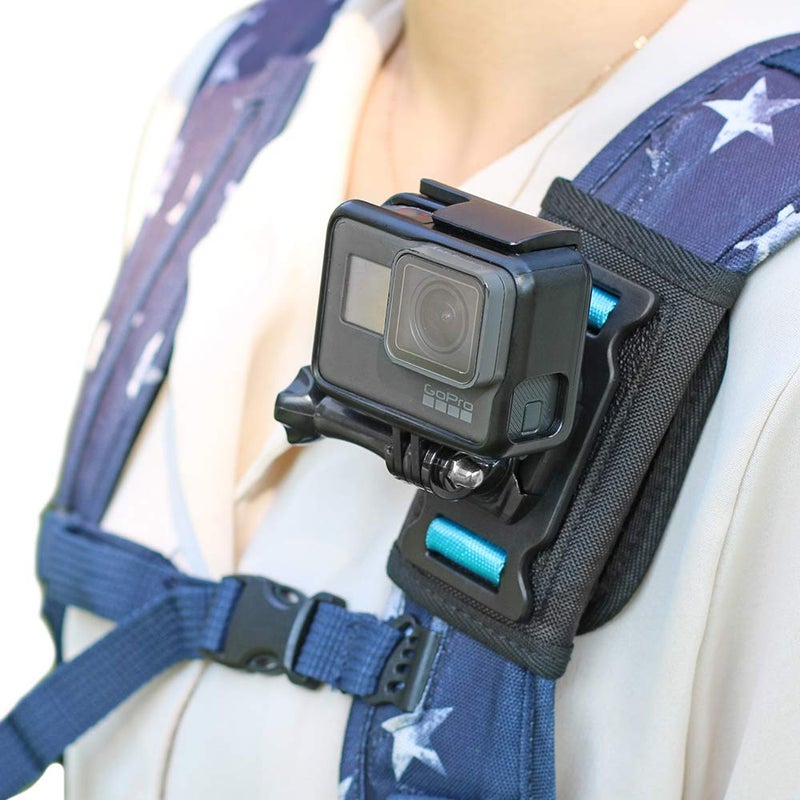 SKEZN Backpack Shoulder Strap Mount Camera with Adjustable Shoulder Pad and 360 Degree Rotating Base, Bag Belt Holder Clip Compatible with GoPro Hero 13/12/11/9/8, DJI Action 6/5 Pro/4, AKASO and More - Image 1