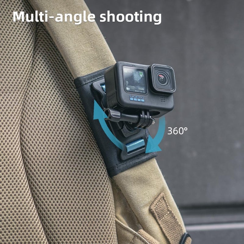 SKEZN Backpack Shoulder Strap Mount Camera with Adjustable Shoulder Pad and 360 Degree Rotating Base, Bag Belt Holder Clip Compatible with GoPro Hero 13/12/11/9/8, DJI Action 6/5 Pro/4, AKASO and More - Image 3