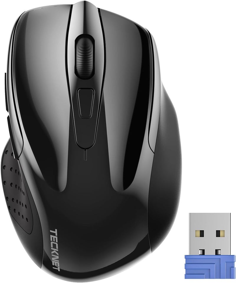 TECKNET Wireless Mouse, 2.4G Ergonomic Optical Mouse, Computer Mouse for Laptop, PC, Computer, Chromebook, Notebook, 6 Buttons, 24 Months Battery Life, 2600 DPI, 5 Adjustment Levels, for Small Hand - Image 1
