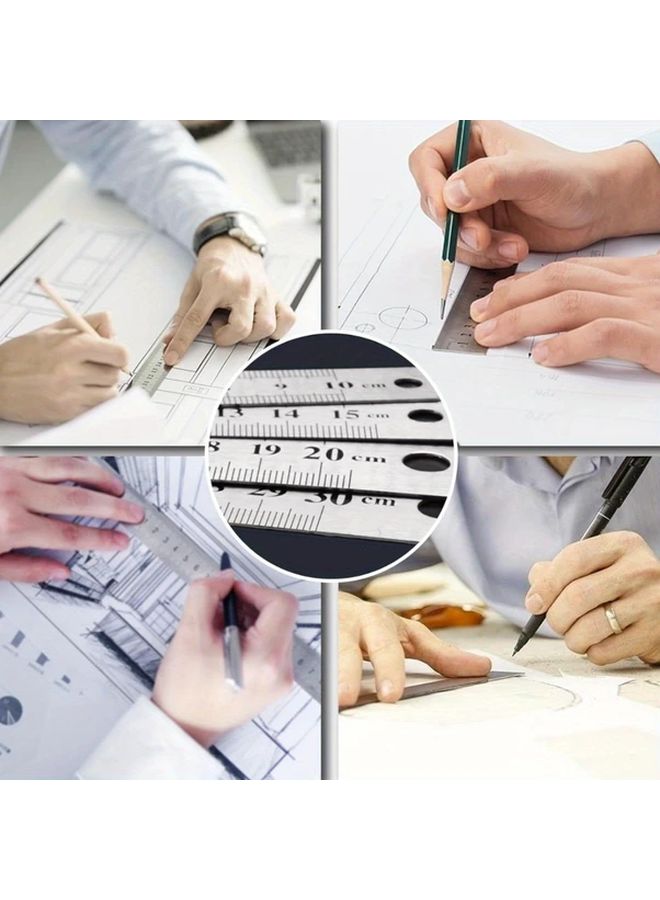 12pcs Stainless Steel Double Sided Ruler Set 4 6 8 12 Inch 3 of Each Size - Image 5