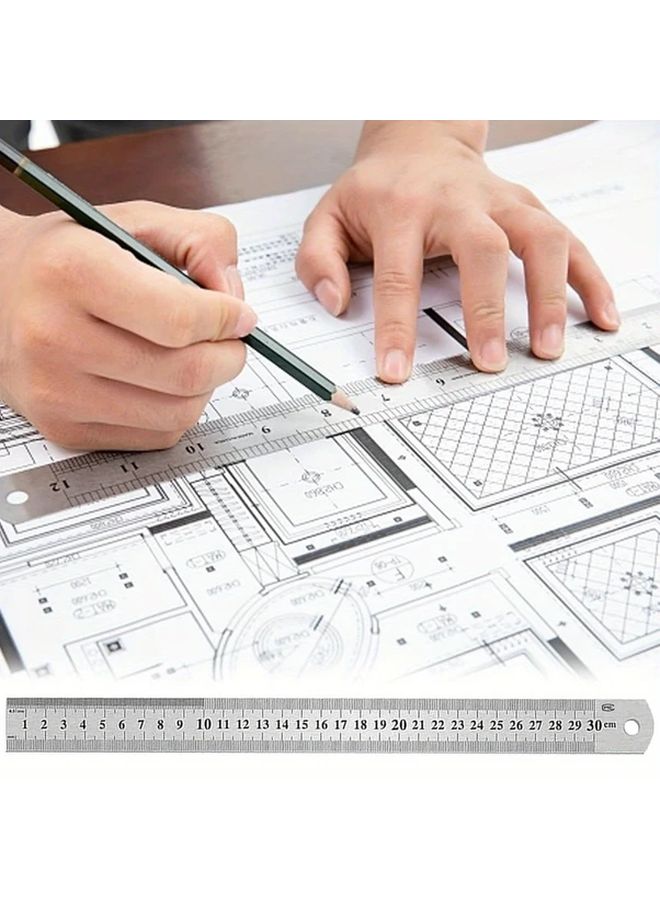 12pcs Stainless Steel Double Sided Ruler Set 4 6 8 12 Inch 3 of Each Size - Image 4