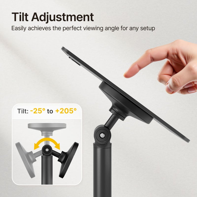 monTEK Anti-Theft Tablet Floor Stand, Frameless Universal Tablet Kiosk with Security Lock Fit 7-15â€ Screen, Height Adjustable Mount Compatible with Gen 7 to 10 /iPad Pro/Air/Mini/Samsung Tab, Black - Image 4
