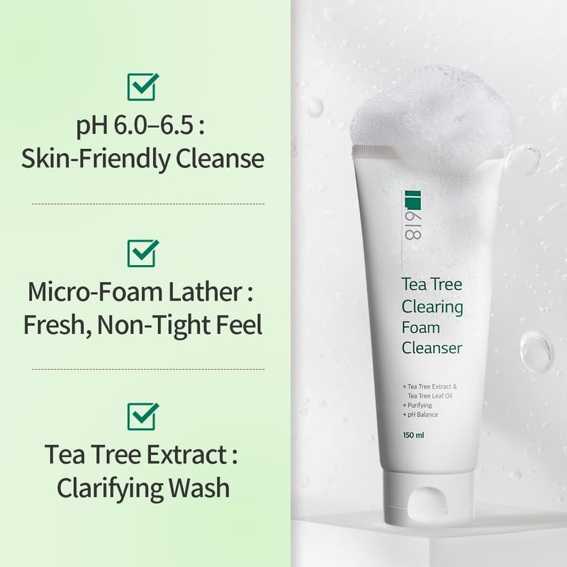 1.618 Korean Foam Face Wash - pH 6.5 Balanced Tea Tree Cleanser â€“ Salicylic Acid & Plant-Based Formula for Blemish-Prone, Oily Skin | 5.07 oz - Image 2