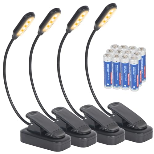 Hilngav 4 Pack Reading Light with 3 Color Temperature, 6 LED Book Clip Lamp for Reading in Bed, Easily Clip on to a Small Mini Lightweight Book Lights for Read Book Lovers - Image 1