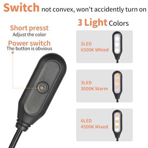 Hilngav 4 Pack Reading Light with 3 Color Temperature, 6 LED Book Clip Lamp for Reading in Bed, Easily Clip on to a Small Mini Lightweight Book Lights for Read Book Lovers - Image 2