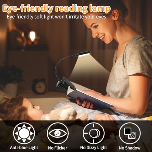 Hilngav 4 Pack Reading Light with 3 Color Temperature, 6 LED Book Clip Lamp for Reading in Bed, Easily Clip on to a Small Mini Lightweight Book Lights for Read Book Lovers - Image 5