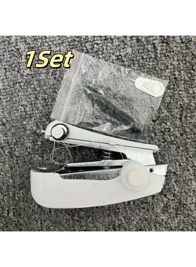 White Portable Mini Handheld Sewing Machine For Fabric Clothing Repair Easy To Use - Image 1