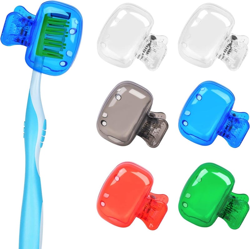 ECHSRT Toothbrush Head Cover Set - Portable Toothbrush Head Protector, Protective Portable Plastic Clip's Toothbrush Cover for Household Travel, Camping, Bathroom - Multicolor (Clips - 6) - Image 1