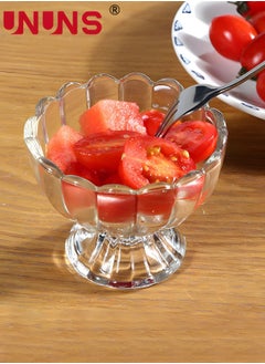UNUNS Glass Ice Cream Bowls Set Of 4 With Spoons,Classic Footed Dessert Cups,Classic Footed Dessert Cups,Mini Sorbet Glasses,Glass Dessert Bowls,For Sundae/ Ice Cream/Fruit/Salad/Snack,For Family Parties  - Image 4