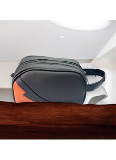 MARIO DRAFTS Mario Drafts Soft PU Leather Zipped Travel Toiletry Bag Mens Ladies Supply Toiletry Bag, Black  - Image 3