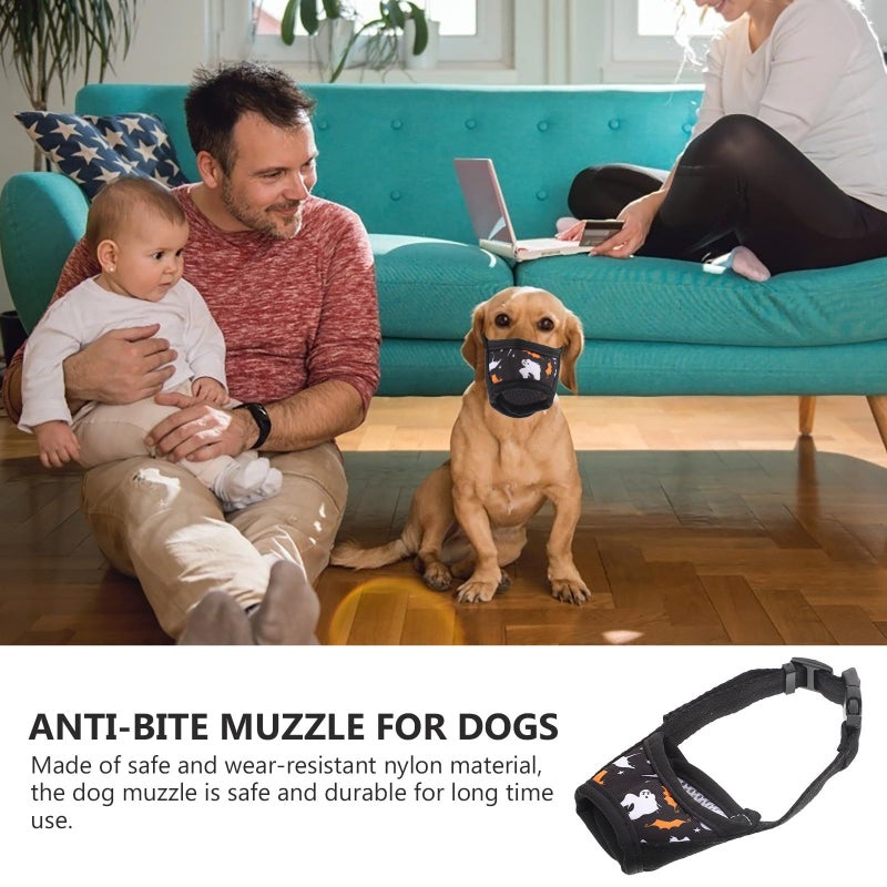 FAVOMOTO Adjustable Breathable Nylon Dog Muzzle Anti Biting Outdoor Mask Medium Size Printed Black Pattern For Puppies Small - Image 4