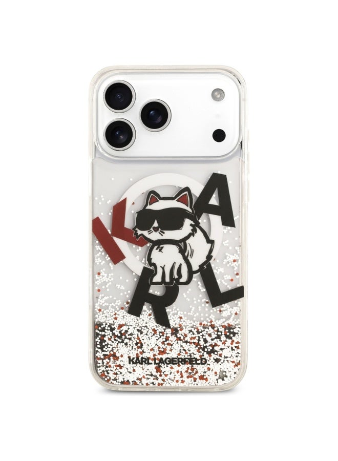 كارل لاغرفيلد جراب كارل لاغرفيلد السائل اللامع بشعار تشوبيت ماج سيف لهاتف آيفون 17 برو ماكس - شفاف - Image 3