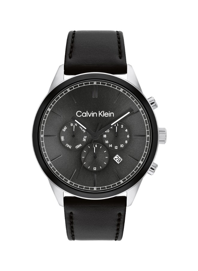 CALVIN KLEIN ساعة يد جلدية دائرية الشكل بعقارب للرجال 25200379 - 44 ملم  - Image 2