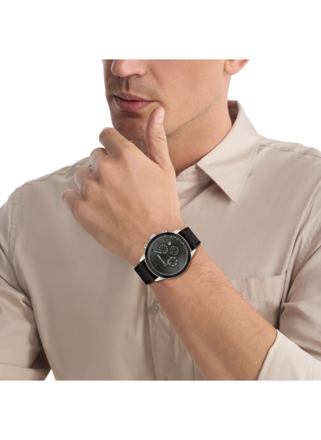 CALVIN KLEIN ساعة يد جلدية دائرية الشكل بعقارب للرجال 25200379 - 44 ملم  - Image 4