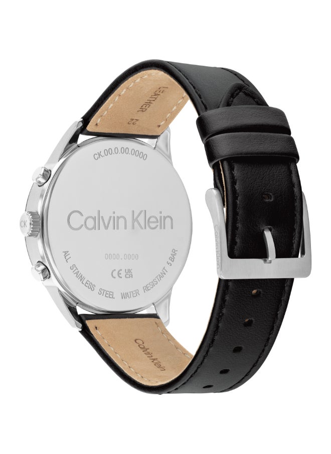 CALVIN KLEIN ساعة يد جلدية دائرية الشكل بعقارب للرجال 25200379 - 44 ملم  - Image 3