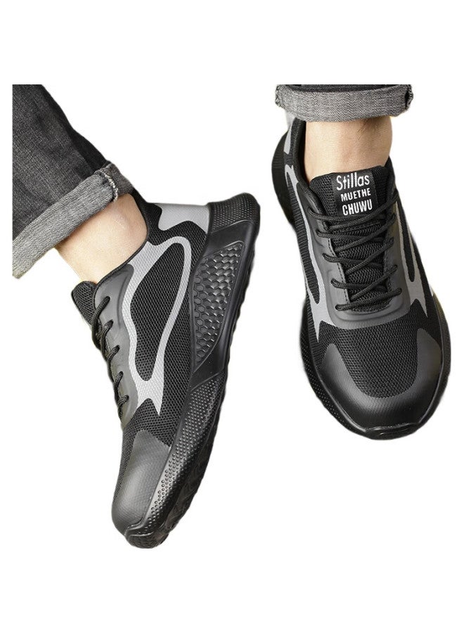 Old housekeeper Laoguanjia Safety Shoes For Men, Breathable Steel Toe, Anti-Smashing, Anti-Puncture, Functional Work Safety Shoes, Comfortable And Lightweight La203 42 - Image 1