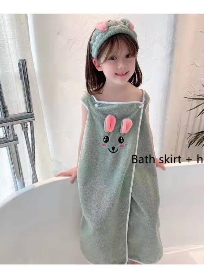 Children's Polyester Bathrobe with Headband Suitable for Home Use Small size [suitable for height 90-125 cm]  - Image 1