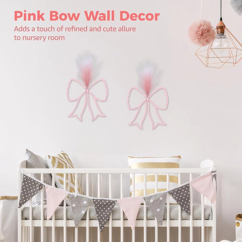 Iron Art Bow Decor (2 Pcs), Wall Decoration, 9.8 X 9.1 in, for Bedroom, Nursery, Living Room - Image 3
