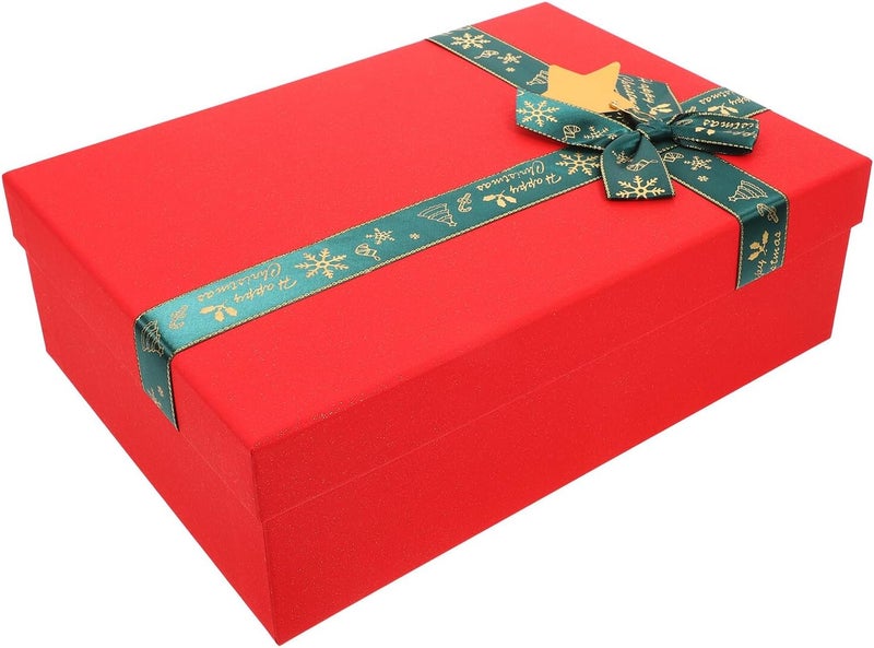 PERSELOSO Christmas Small Treat Boxes with Crimson Box and Green Ribbon, Decorative Xmas Snack Container for Holiday Party Favors and Christmas Supplies - Image 1