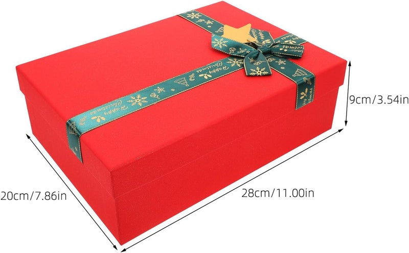 PERSELOSO Christmas Small Treat Boxes with Crimson Box and Green Ribbon, Decorative Xmas Snack Container for Holiday Party Favors and Christmas Supplies - Image 2