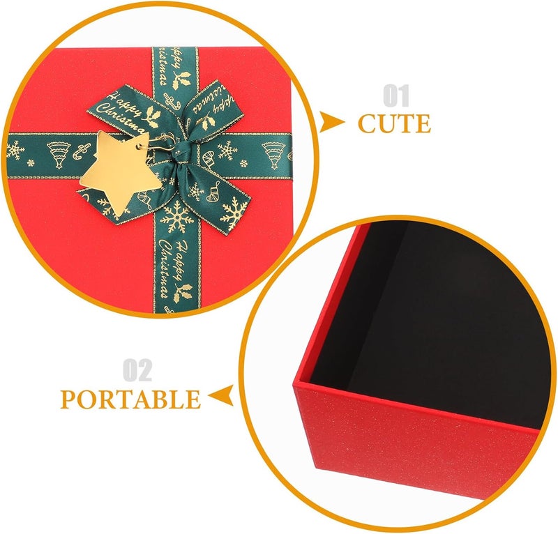 PERSELOSO Christmas Small Treat Boxes with Crimson Box and Green Ribbon, Decorative Xmas Snack Container for Holiday Party Favors and Christmas Supplies - Image 3