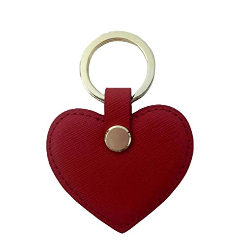 DAN Cute women Leather Keychain Heart Shape Leather Keychain Ring Car Key Holder (Red) - Image 1