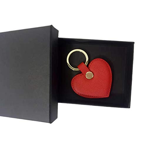 DAN Cute women Leather Keychain Heart Shape Leather Keychain Ring Car Key Holder (Red) - Image 3