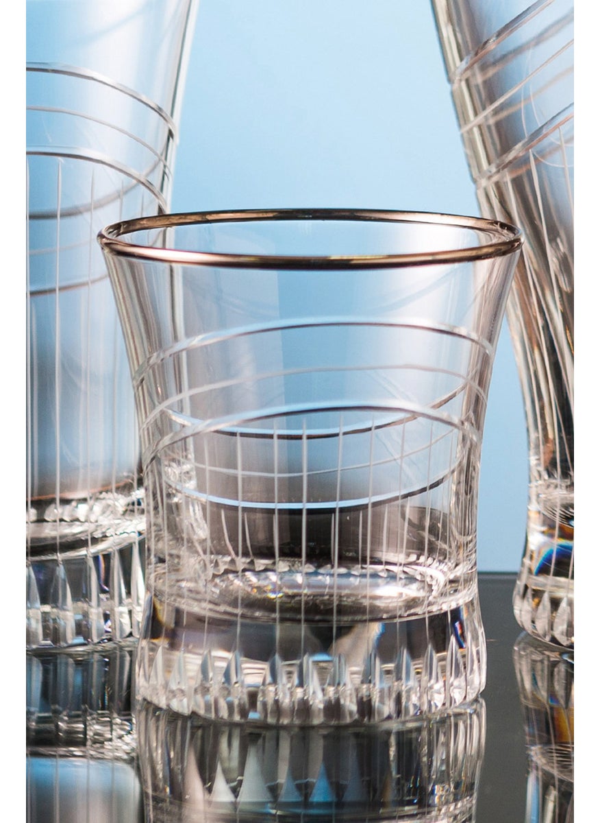 Royal Home - Roya Home Ceremony Platinum Cut Hand Decoration Gilded 6 Piece Patterned Water Glass Set - Image 1