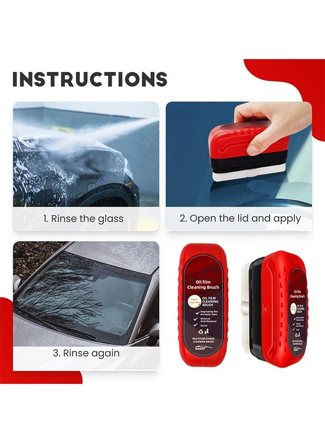 Bukela Automotive Oil Film Cleaning Brush, Strong Front Windshield Remover Glass Coating for Windshield, Upgrade Multipack Hydrophobic Glass Coating Cleaning Glass Brush with Remover (1, Red) - Image 3