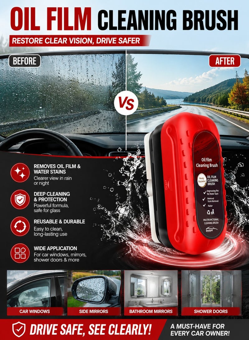 Bukela Car Windshield Cleaning Brush, Oil Removal & Anti-fog Brush, Car Windshield Oil Film Removal Tool, Wiper, Cleaner Remover, Car Wash Accessory, Automotive, Car Detailing Brushes, Car Cleaning Supplies - Image 1