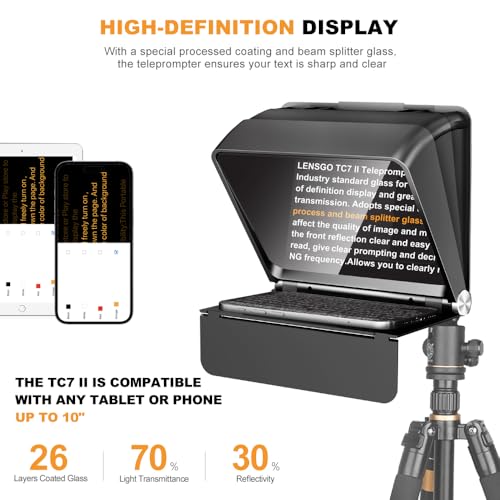 LENSGO Teleprompter for Phone Camera with Remote Control—TC7II 7.9'' Foldable Portable Prompter APP Compatible with iOS/Android for YouTube/Interview/Online Teaching/Live Streaming - Image 4