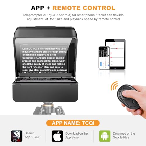 LENSGO Teleprompter for Phone Camera with Remote Control—TC7II 7.9'' Foldable Portable Prompter APP Compatible with iOS/Android for YouTube/Interview/Online Teaching/Live Streaming - Image 3
