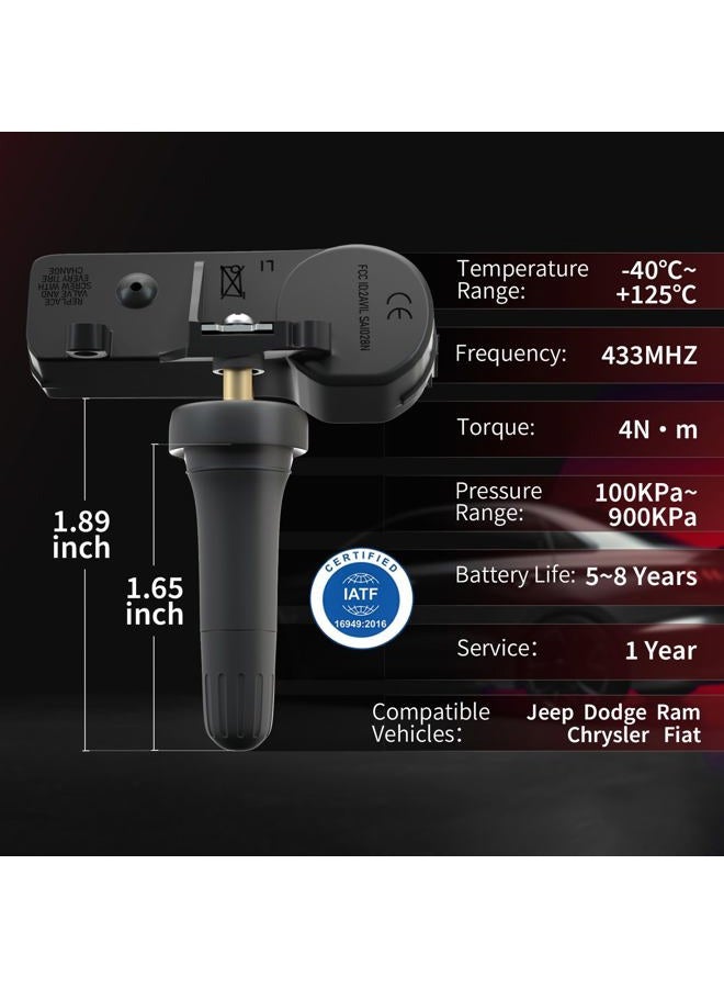 Marsflex TPMS Sensor Compatible for Jeep grand cherokee Dodge Ram 1500 Chrysler Fiat, Tire Pressure Monitoring System Replaces# 56029398AA, 56029398AB, 68241067AA, 68241067AB 433MHz - Image 3