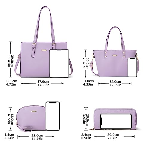 Lovematch Women Fashion Synthetic Leather Handbags Tote Bag Shoulder Bag Top Handle Satchel Purse Set 4pcs - Image 4