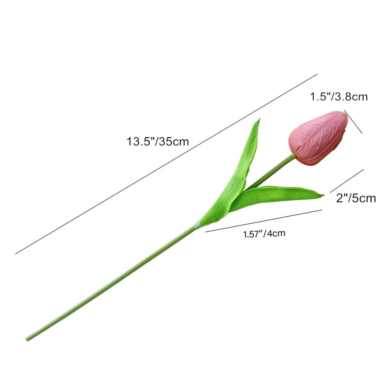 Mandy's Artificial Tulips 20 Stems Mauve PU Faux Flowers for Valentine's Day and Easter Decorations Wedding Home Decor 13.5 Inch - Image 2