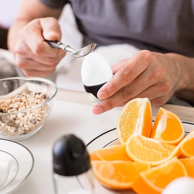 we3 Funny Design Sumo Egg Cup Set Red and Black 2-Piece for Hard or Soft Boiled Eggs - Image 4