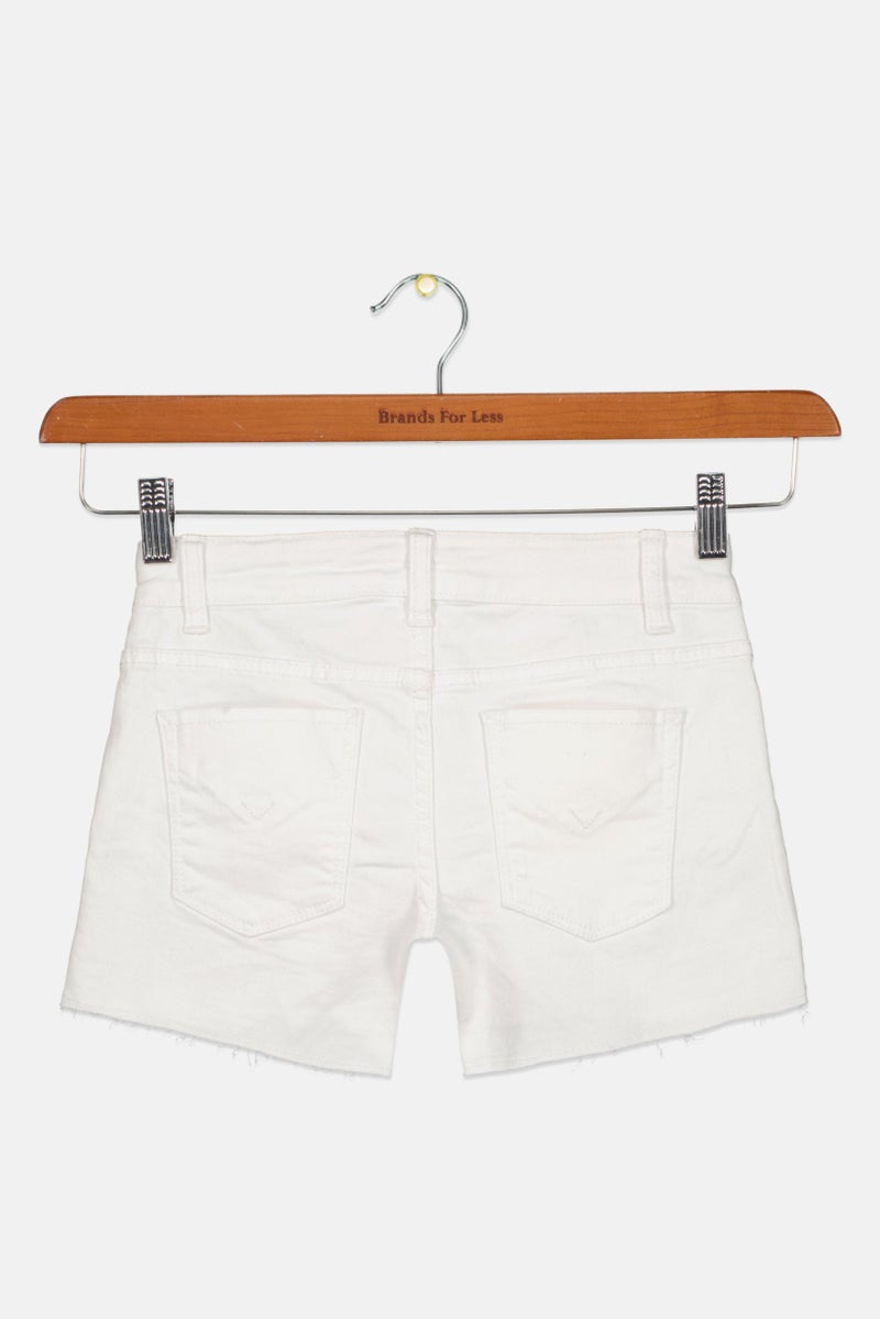 Hudson Kids Girl Solid Denim Shorts, White - Image 2