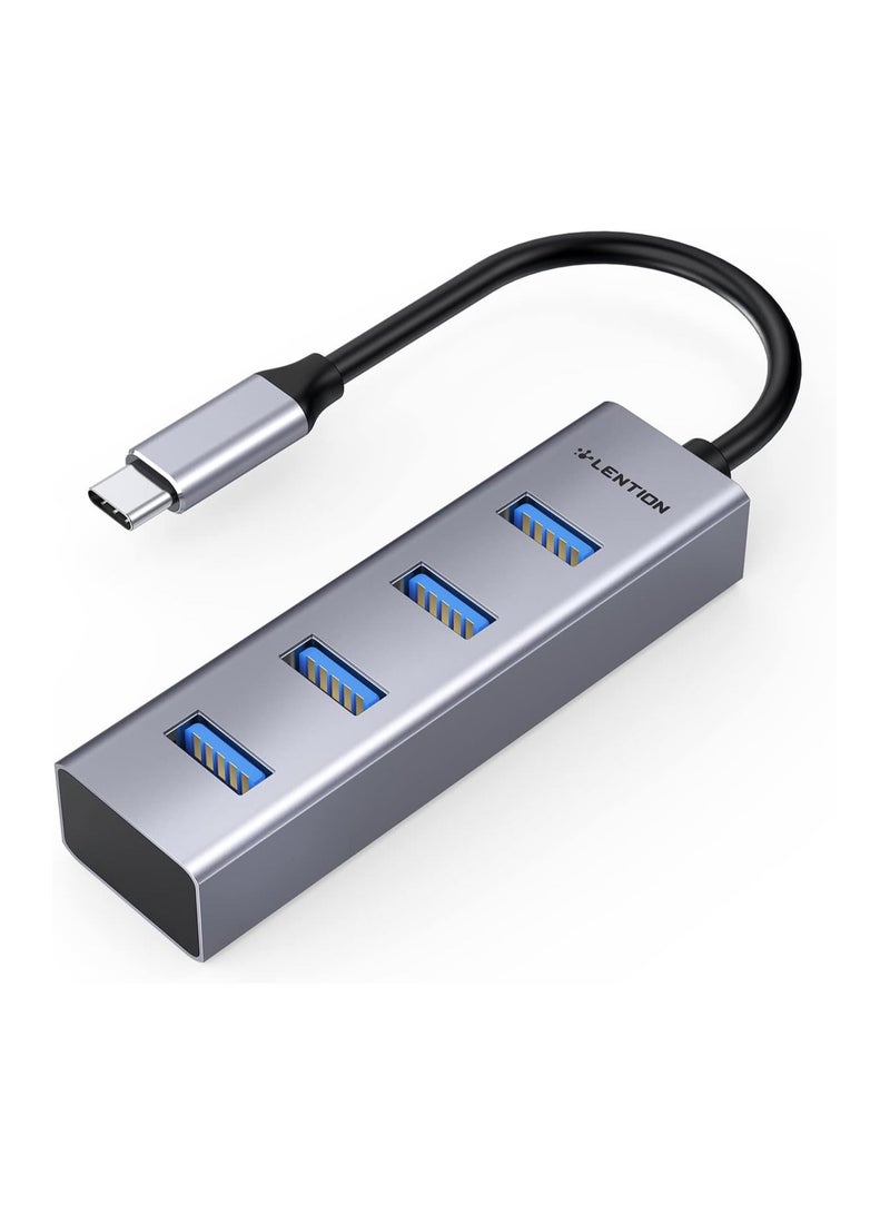 Lention LENTION USB C Hub with 4 USB 3.0 Ports Compatible 2021-2016 MacBook Pro 13/15/16 M1, Mac Air & Surface, iPad Pro, Chromebook, More, Stable Driver Certified Ultra Slim Adapter (CB-C22s, Space Gray)  - Image 1