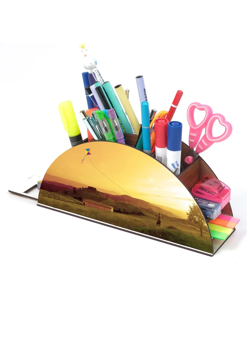 Notpa Wooden Kite Rainbow Ruler Desktop Pen Holder Box Organizer For Kids GK120