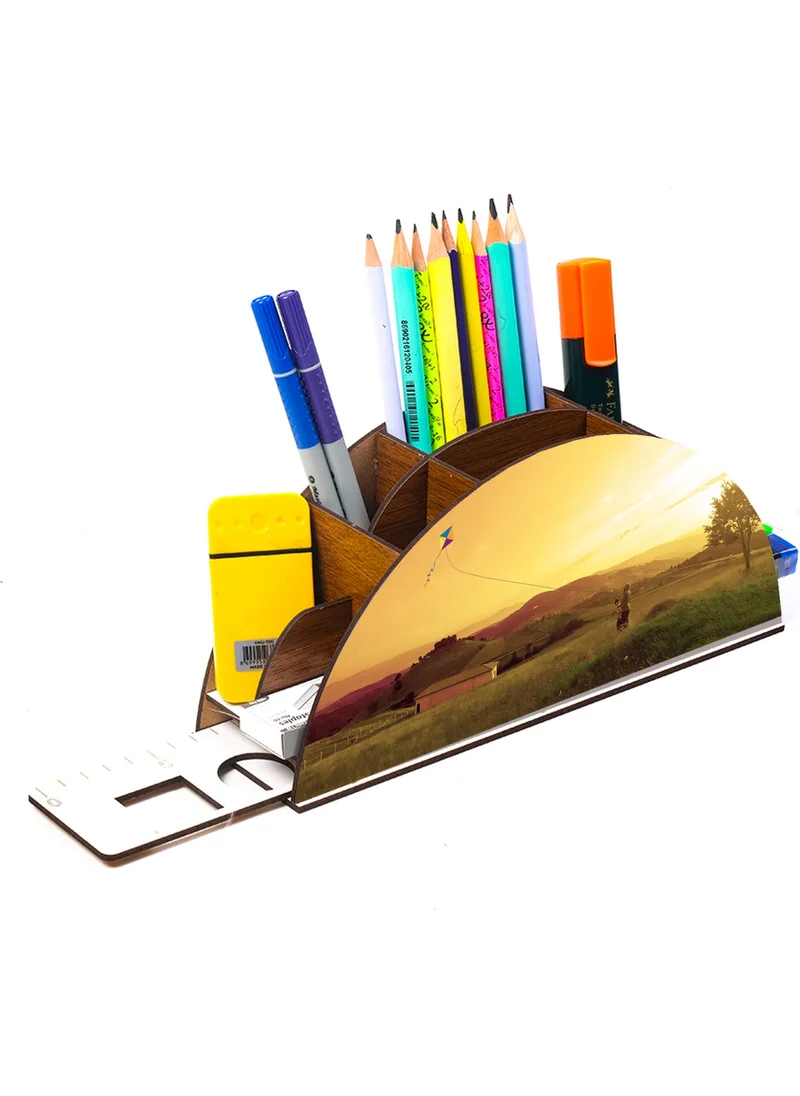 Notpa Wooden Kite Rainbow Ruler Desktop Pen Holder Box Organizer For Kids GK120