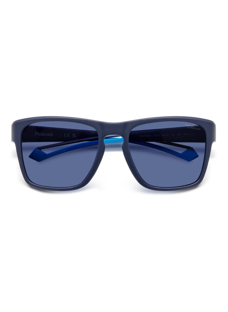 Polaroid Men's Polarized Rectangular Shape  Sunglasses PLD 7052/S BLUE 45 - Lens Size: 45.1 Mm - Mtt Blue M  - Image 4