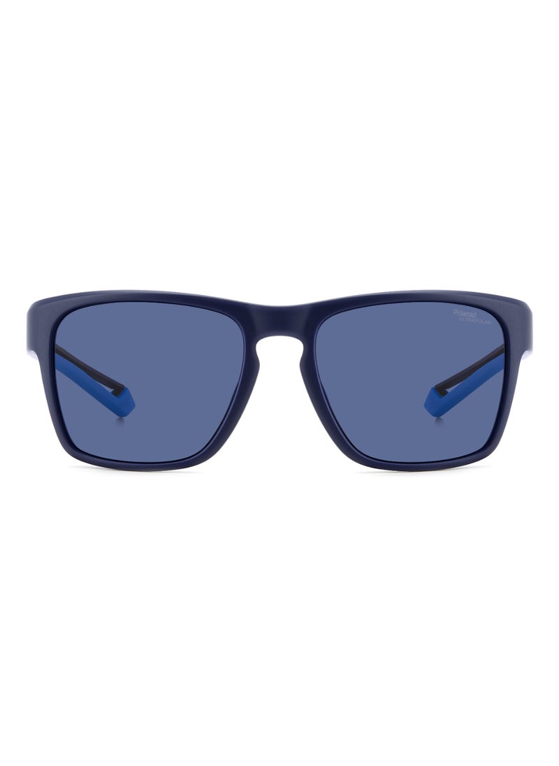 Polaroid Men's Polarized Rectangular Shape  Sunglasses PLD 7052/S BLUE 45 - Lens Size: 45.1 Mm - Mtt Blue M  - Image 3