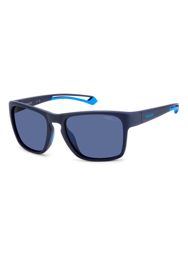 Polaroid Men's Polarized Rectangular Shape  Sunglasses PLD 7052/S BLUE 45 - Lens Size: 45.1 Mm - Mtt Blue M  - Image 1