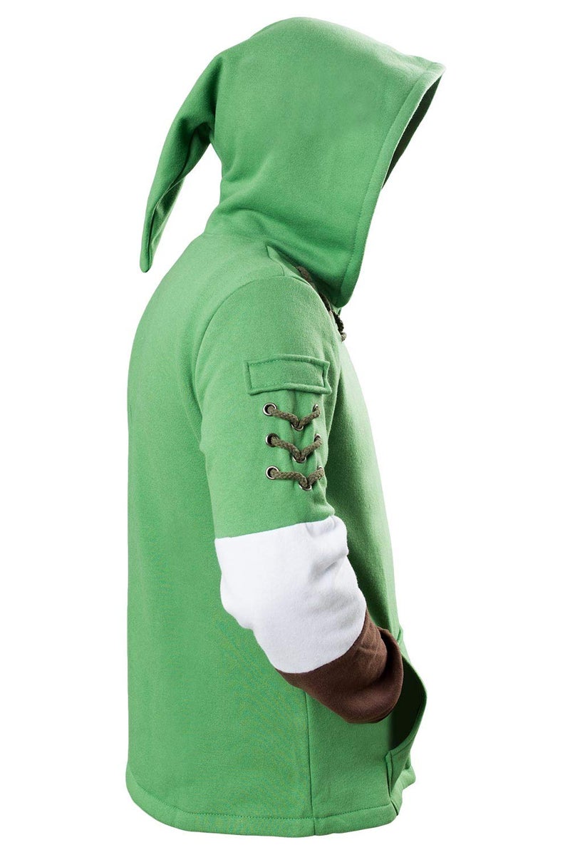 Ya-cos Adult Cosplay Hoodie Hooded Coat Zipper Jacket Green Sweatshirt Costume Outfit - Image 4