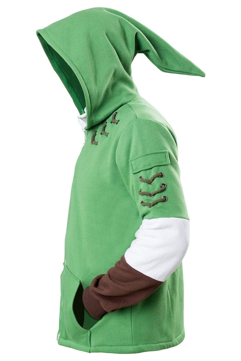Ya-cos Adult Cosplay Hoodie Hooded Coat Zipper Jacket Green Sweatshirt Costume Outfit - Image 2