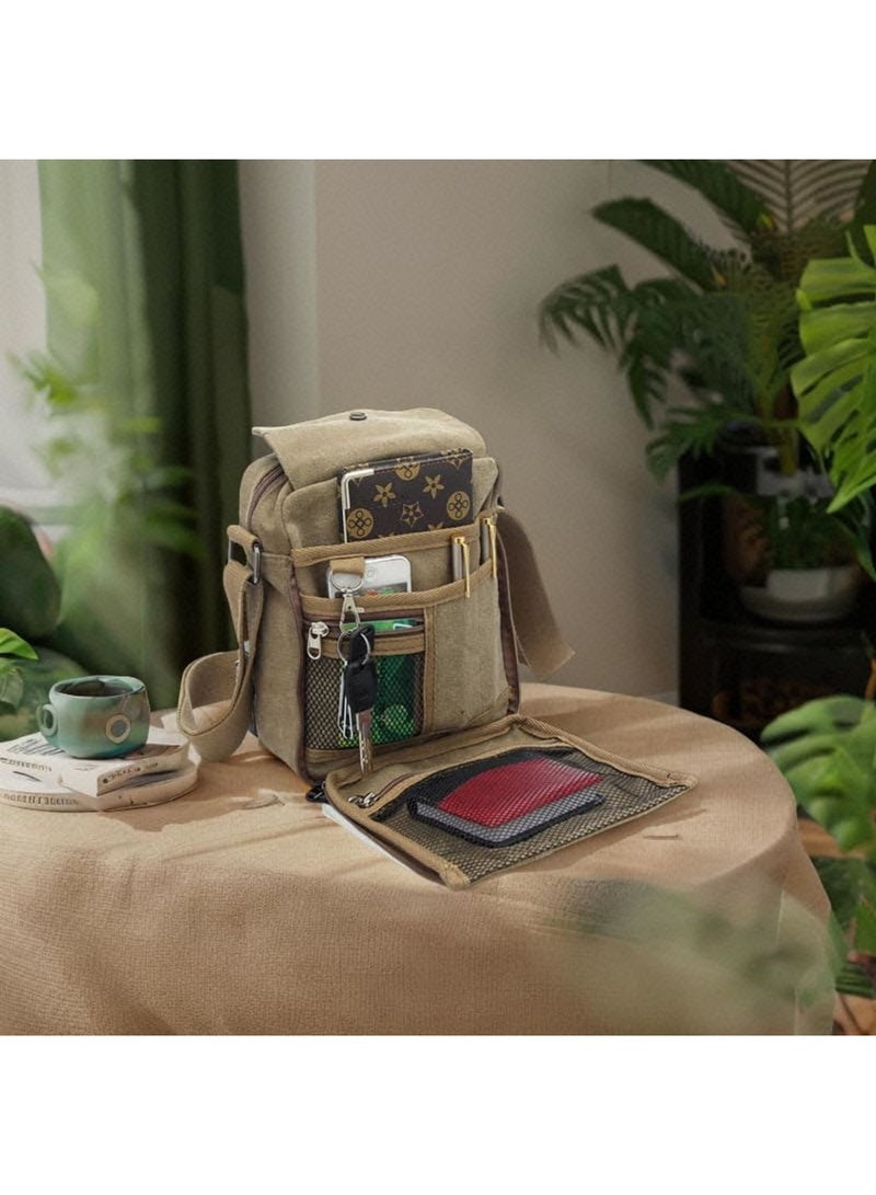 SYOSI Canvas Messenger Bag for Men– Casual Shoulder Bag with Multi-Pockets, Versatile Chest Travel Carry Bag for Men and Women, Ideal for Everyday Use, Outdoor Activities, Commuting, and Travel - Image 2
